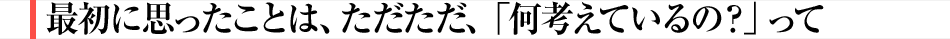最初に思ったことは、ただただ、「何考えているの?」って