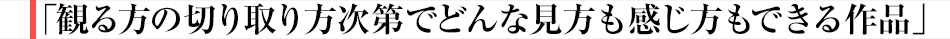 「観る方の切り取り方次第でどんな見方も感じ方もできる作品」